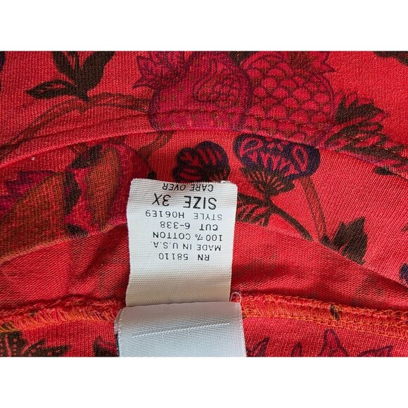 Ease Sport Floral Print 3X Orange Red & Pink Womens Blouse - Picture 5 of 7